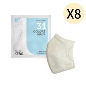 블루본 베이직 KF80 마스크 중형 코코넛화이트 30매X8