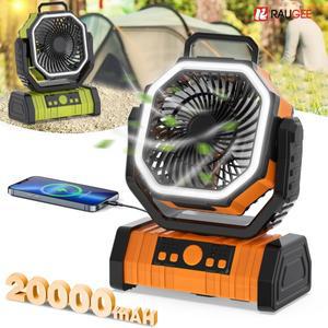 캠핑 선풍기 충전식 공기 순환기 조명 및 리모컨 차가운 후크 포함 20000Mah
