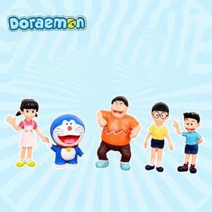 4-6cm 5pcs 도라에몽 크리 에이 티브 홈 케이크 장식 인형 Kawaii 가족 초상화 PVC 액션 피규어 장난감 어