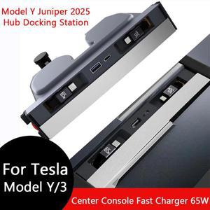 Tesla Model Y Juniper 모델 3 용 USB 허브 하이랜드 센터 콘솔 고속 충전기 내부 액세서리 멀티 포트 업그