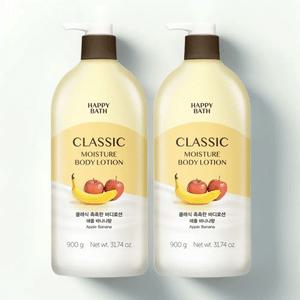 해피바스 클래식 촉촉한 대용량 바디로션 애플바나나향 900g 2개 바디밀크