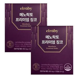 휴온스 엘루비 메노락토 프리미엄 징코 갱년기 유산균 YT1 12일분 2박스