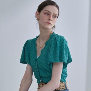 웨이브 펄 볼륨 패드 소매 가디건 LM07CD102L