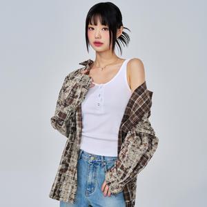 컨트리 워싱 블로셔 체크 오버핏 셔츠 2color