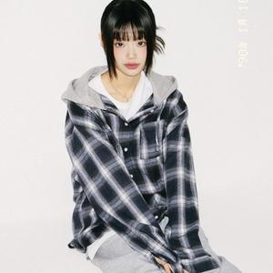 어커버 타탄 스웨트 후드 체크셔츠 2color