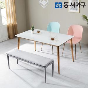 동서가구 83 테마 세라믹 4인 식탁 테이블+의자2+2인벤치1 DF643407
