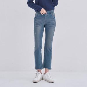[진마니아]허리밴딩 블루 워싱 9부 V컷팅 부츠컷