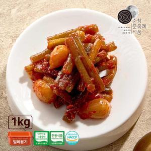 명인 마늘쫑 장아찌 1kg 밀폐용기 100 국내산