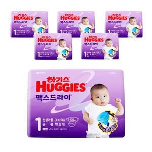 2024 하기스기저귀 맥스드라이 1단계 밴드형 공용 68매X6팩 신생아용 아기기저귀