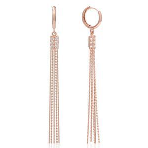 [오너클랜]14K GOLD 로즈골드 샹들리에 롱 드롭 원터치 귀걸이
