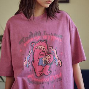 Honey Teddy 피그먼트 반팔티 더스티핑크
