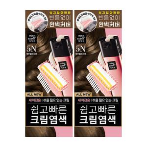 미쟝센 올뉴 쉽고빠른 크림염색약 80g 5N내추럴브라운, 2개