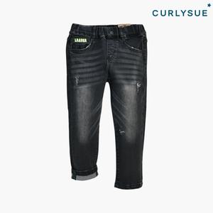 [CURLYSUE] 블랙컷팅 슬림데님 CPF1GADN51