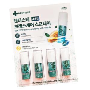 덴티스테 브레스케어 스프레이 15ml X 4개 마우스 구강스프레이 휴대용 가글 청결제