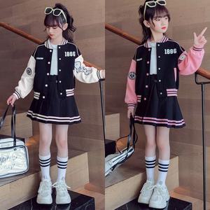 여아 초등학생 베이스볼86 봄가을 자켓 플리츠 스커트 상하 세트