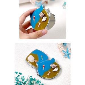 여름 바다 색모래 조개파츠 레진아트 접이식 손거울 DIY 5p 재료 수업교구 선물