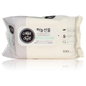 하늘선물 물티슈 100매 리필형 10개 휴대용 리필 형