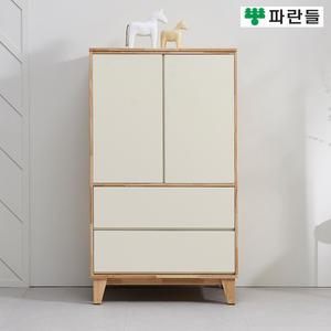 [착불배송] 파란들가구 800 전면화이트 고무나무원목 2단서랍 원목옷장