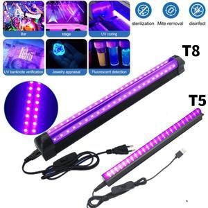 5W 10W LED UV 블랙 라이트 바 395nm 튜브 효과 파티 무대 조명 ON OFF 스위치 USB 미국
