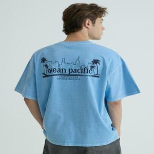 WONDERPLACE (오션퍼시픽) 남녀공용 LINE DAY NIGHT PIGMENT DYED T-SHIRT (4 COLOR)WOPC6TCTGZ03