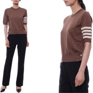 [톰브라운](마산점) 25SS 여성 사선 스트라이프 울 반팔 니트 (FKA471B Y1014 266 25S)