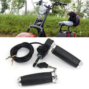 오토바이 25mm 핸들 그립 전자 스로틀 (잠금 키 포함) Harley Citycoco 스쿠터 용 블랙