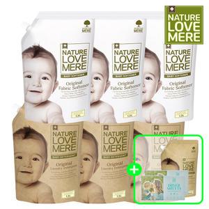 아기세제 1300ml 리필 3팩+유연제 리필 3팩+(GIFT)건조기시트 오리지널 2개+500ml 오리지널 세제 1팩 총 9개[향선택가능]