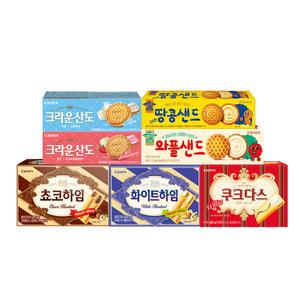 [블루스마일백 증정] 크라운 박스과자 5+5 골라담기 / 딸기산도 땅콩샌드 애플샌드 하임 쿠크다스