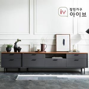 장인가구 아이브 루시퍼 그레이 다용도 수납 2400 거실장 세트A