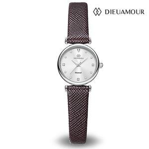 [공식정품] 디유아모르 DAW3202L-D.BR 여성 다이아몬드 가죽시계