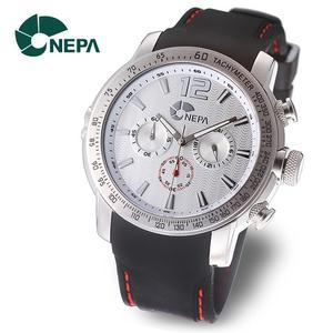 [네파] NEPA 크로노그래프 야광 남성 실리콘 손목시계 N5013-SILVER