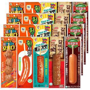 의성마늘프랑크4+한입에꼬치다4+휠터치s4+불고기맛후랑크4+갈비맛4 20개 편의점 핫바 소세지