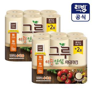 그루 무표백 키친타올 135매 6롤 x2