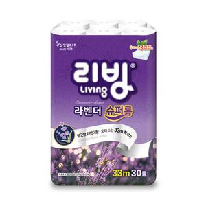 리빙데코 라벤더 슈퍼롱 33m 3겹 30롤 x 1팩 /화장지/휴지