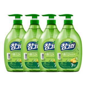 [신세계몰]기름기제거 참그린 주방세제 레몬녹차뽀드득 1kg 펌프 4개