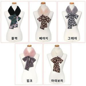 [하프클럽/옷자락]여자 리얼 퍼 목도리 리본 포인트 패션 머플러