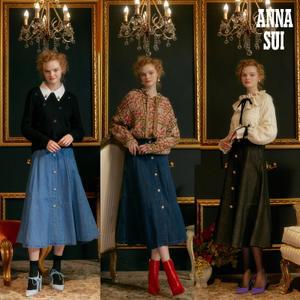 ANNA SUI 플라잇 오브 쥬얼 버튼 데님 스커트 1종