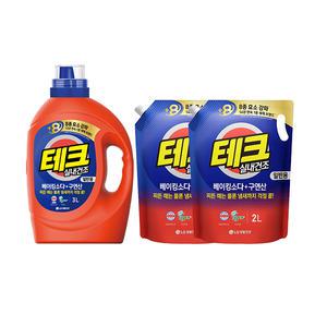 테크 베이킹 구연산 액체세제, 일반 용기, 3L, 1개 + 리필, 2L, 2개