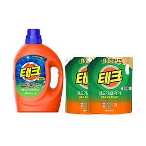 테크 진드기 알레르기 원인제거 액체세제 일반 용기, 3L, 1개 + 리필, 2L, 2개