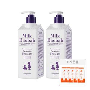 밀크바오밥 베이비앤키즈 샴푸, 풍선껌향, 500ml, 2개 + 증정(워시 10g, 5개)
