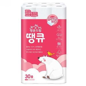행운드림 땡큐 3겹 30롤 x 1팩 펄프는 천연펄프