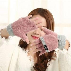 [다잇템] 여성 벙어리 FW 2WAY 반오픈 털니트 손가락 장갑