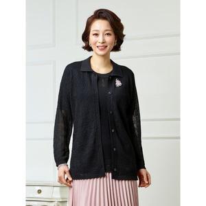 [Elegance Madam]크로쉐 니트 재킷 블라우스 앙상블 K211KJK01_P320106603