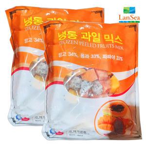 랜시 냉동과일 3종 1kg x 2개/망고 용과 파파야