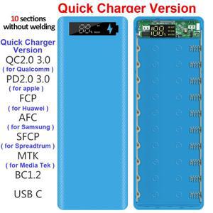 용접 무료 10*18650 배터리 보관함 2 USB 보조베터리 케이스 5/12V DIY 쉘 18650 홀더 PD QC 3.0 빠른 충전