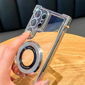Magsafe 마그네틱 블링 글리터 전화 케이스 삼성 갤럭시 S25 S24 S23 S22 S21 S20 울트라 플러스 투명 실리