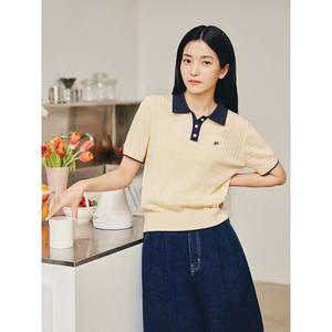 [폴햄](광주신세계)여성) 버튼넥 케이블 반팔 풀오버 PHF2ET2470
