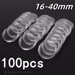 투명 원형 동전 보관함 캡슐 수집 거치대 용기 케이스 용품 선물 100 개 16-40mm 분리수거 コインケ ス 커
