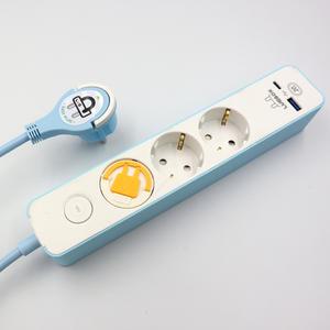 [카드5%추가할인] 러그박스 납작플러그 C타입 USB 고속충전 3500W 납작멀티탭 블루 3구 1.5m