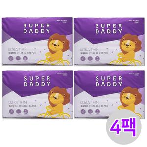 슈퍼대디 기저귀 팬티형 NEW울트라씬 팬티 특대형 26P 4팩